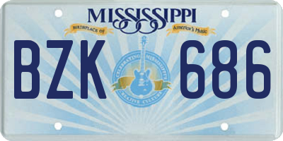 MS license plate BZK686