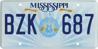 MS license plate BZK687