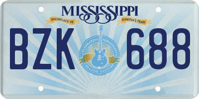 MS license plate BZK688
