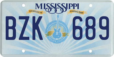 MS license plate BZK689