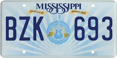 MS license plate BZK693