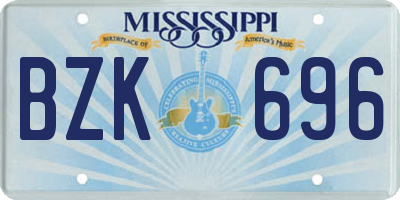 MS license plate BZK696