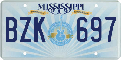 MS license plate BZK697