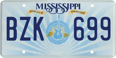 MS license plate BZK699