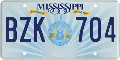 MS license plate BZK704