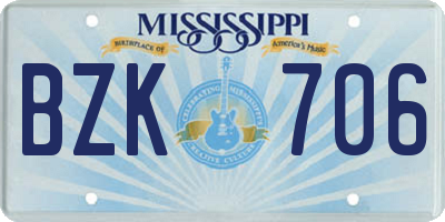 MS license plate BZK706