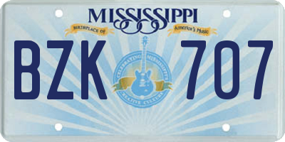 MS license plate BZK707