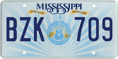 MS license plate BZK709