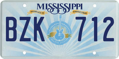 MS license plate BZK712