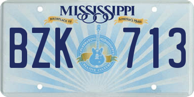 MS license plate BZK713