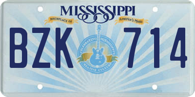 MS license plate BZK714
