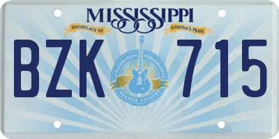 MS license plate BZK715