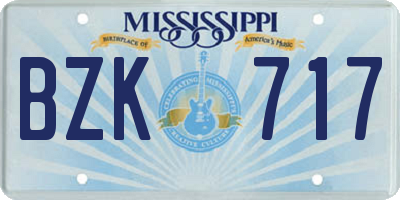 MS license plate BZK717