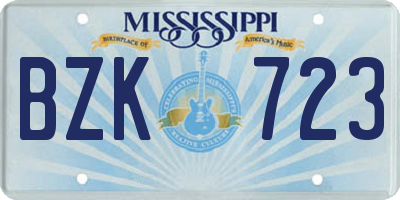 MS license plate BZK723