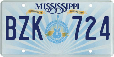 MS license plate BZK724