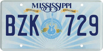 MS license plate BZK729