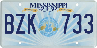 MS license plate BZK733
