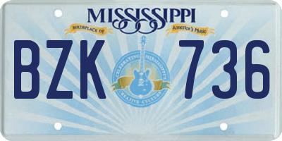 MS license plate BZK736