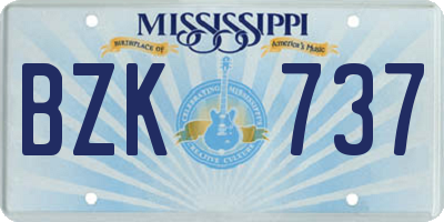 MS license plate BZK737