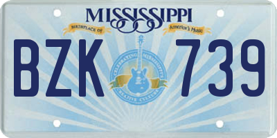 MS license plate BZK739
