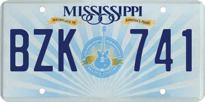 MS license plate BZK741