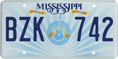 MS license plate BZK742