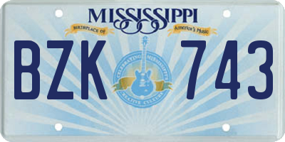 MS license plate BZK743