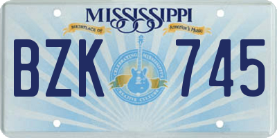 MS license plate BZK745