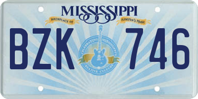 MS license plate BZK746