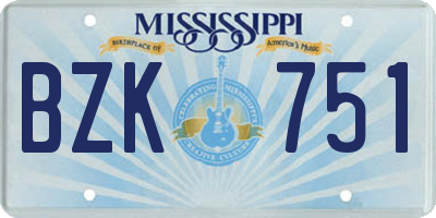 MS license plate BZK751