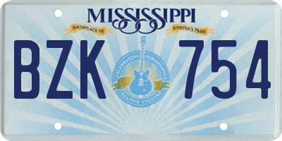 MS license plate BZK754