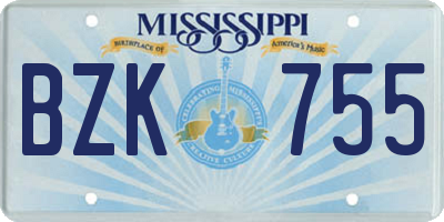 MS license plate BZK755