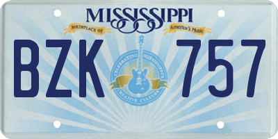 MS license plate BZK757