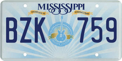 MS license plate BZK759