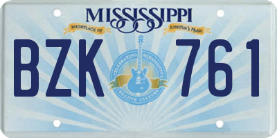 MS license plate BZK761