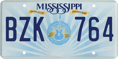 MS license plate BZK764