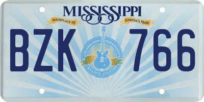 MS license plate BZK766