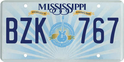 MS license plate BZK767