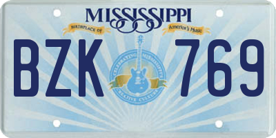 MS license plate BZK769