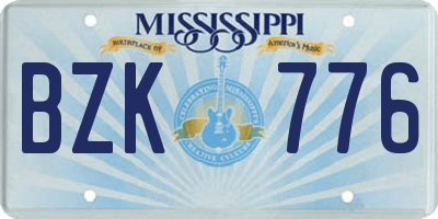MS license plate BZK776