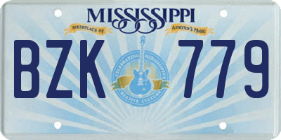 MS license plate BZK779