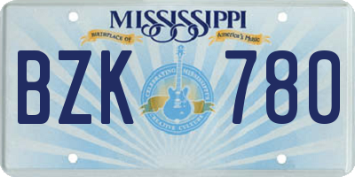 MS license plate BZK780