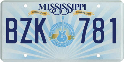 MS license plate BZK781