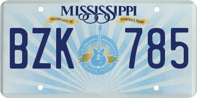 MS license plate BZK785