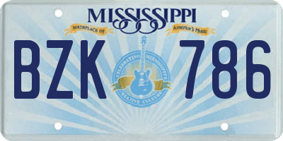 MS license plate BZK786