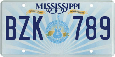 MS license plate BZK789