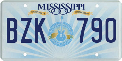 MS license plate BZK790