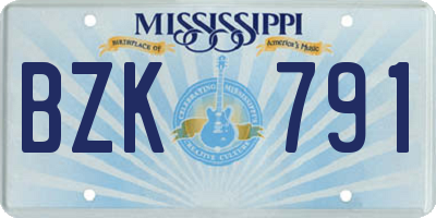 MS license plate BZK791