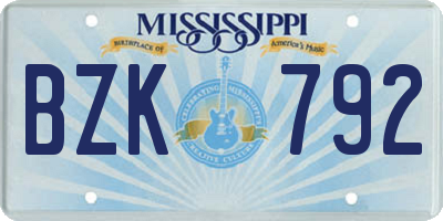 MS license plate BZK792