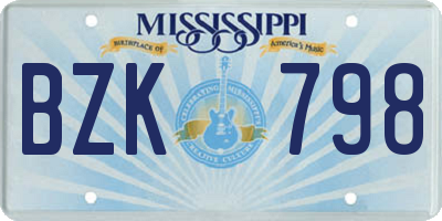 MS license plate BZK798